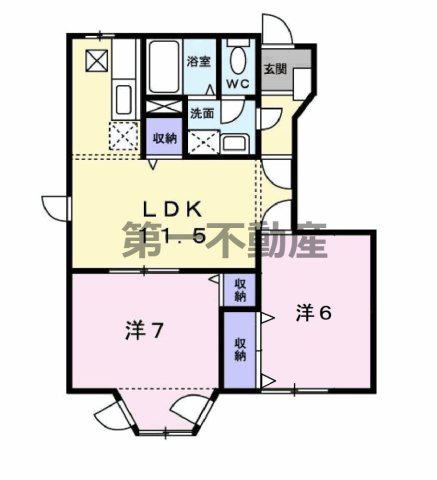 グレースガーデンI(2LDK/1階)の間取り写真