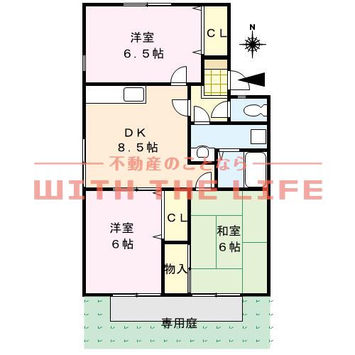 セジュール森(3DK/1階)の間取り写真