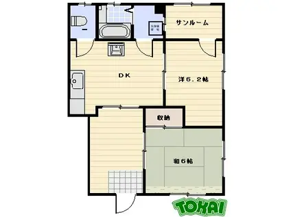 ぶるうぱいん(3SDK/1階)の間取り写真