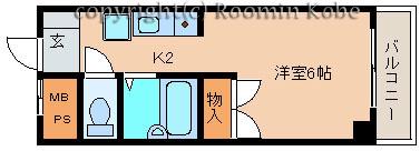 マンションロア(1K/3階)の間取り写真