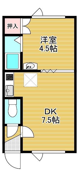 第21日研ハイツ(1DK/1階)の間取り写真