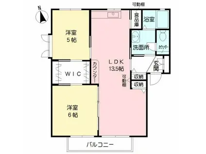 ビューハイツ小森野(2LDK/2階)の間取り写真