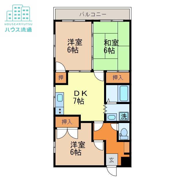 千歳が丘コーポラス(3DK/3階)の間取り写真