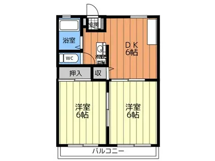 コーポ泉 A(2DK/2階)の間取り写真