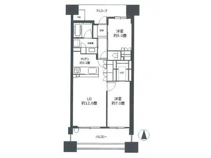 BELISTAタワー福島(2LDK/19階)の間取り写真