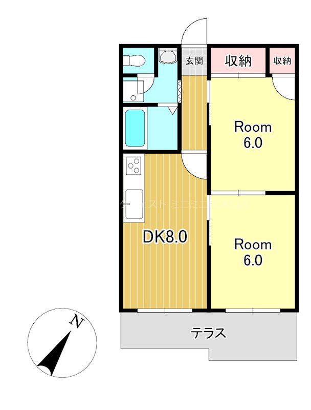 メゾン今村(2DK/1階)の間取り写真