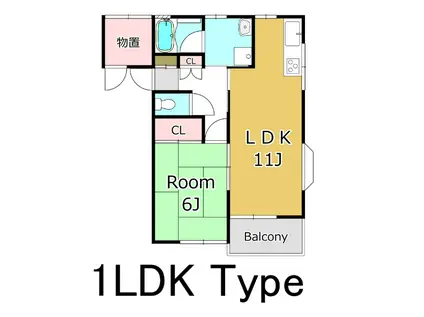 パープルハウスB(1LDK/2階)の間取り写真