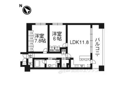 リーガル京都四条河原町通Ⅱ(2LDK/8階)の間取り写真