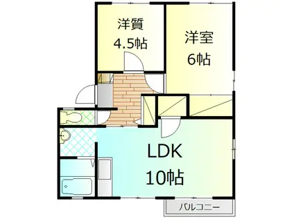 コーポラス東大路C(2LDK/1階)の間取り写真