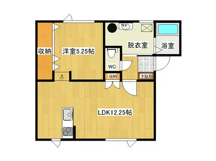 BRUN(1LDK/2階)の間取り写真