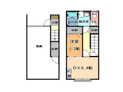 NAKAHARAVI(1DK/2階)の間取り写真