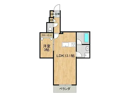 ALLURE JIMBA(1LDK/3階)の間取り写真