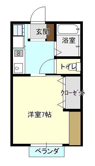 プライムN(1K/1階)の間取り写真