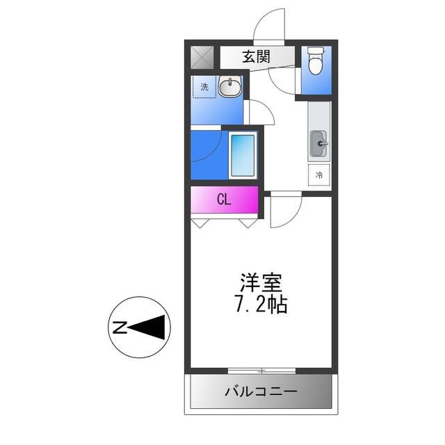 アルベージュ八戸ノ里 II番館(1K/2階)の間取り写真