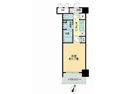 フェリース横濱(1K/2階)の間取り写真