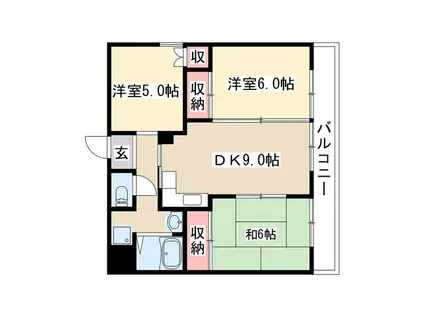 リバティーハウス昭和(3DK/3階)の間取り写真