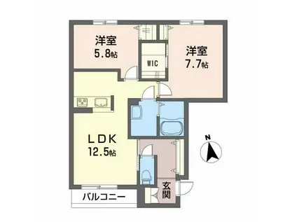 ソレール(2LDK/1階)の間取り写真
