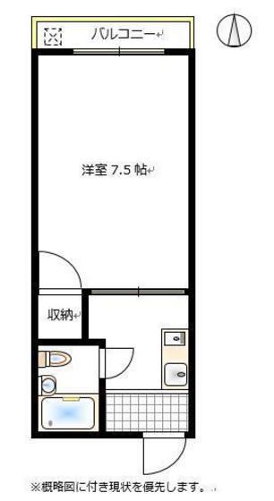 プレアール東古松(1K/4階)の間取り写真