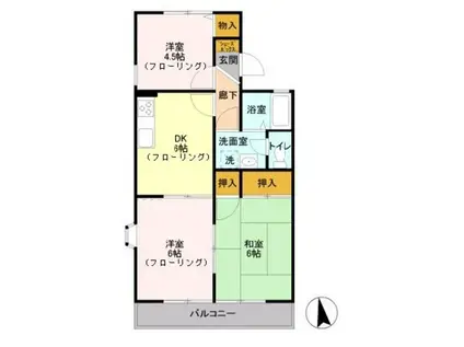 プレステージグランデⅡ(3DK/2階)の間取り写真