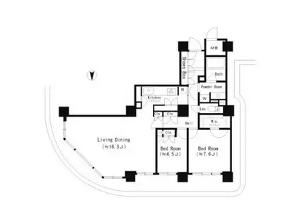 RIVER POINT TOWER(2LDK/23階)の間取り写真