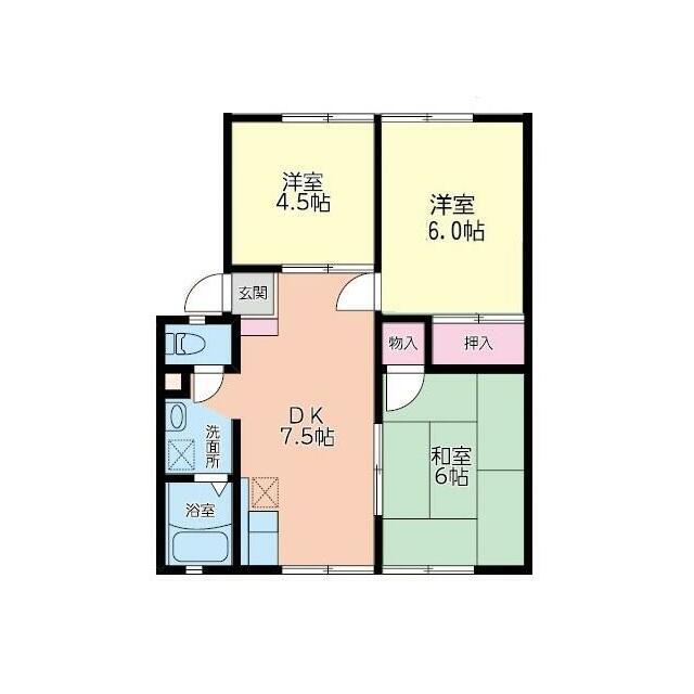 シャトー・TK(3DK/1階)の間取り写真