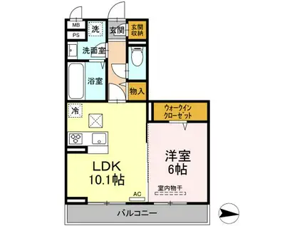 フェールII(1LDK/1階)の間取り写真