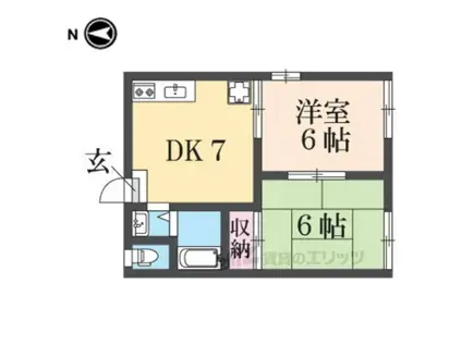 近江ハイツ(2DK/2階)の間取り写真