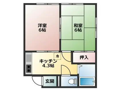 YOUYOUハウス(2K/1階)の間取り写真