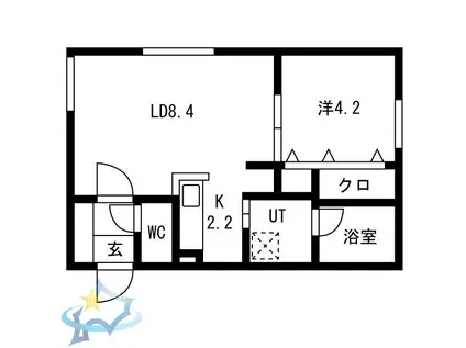 ハイヒルズ(1LDK/3階)の間取り写真