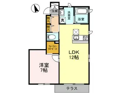 HEARTYS ENT F棟(1LDK/1階)の間取り写真