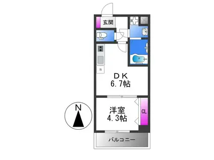 メゾン上小阪(1DK/4階)の間取り写真
