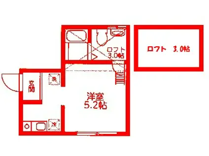 ベイルーム上町(1K/2階)の間取り写真