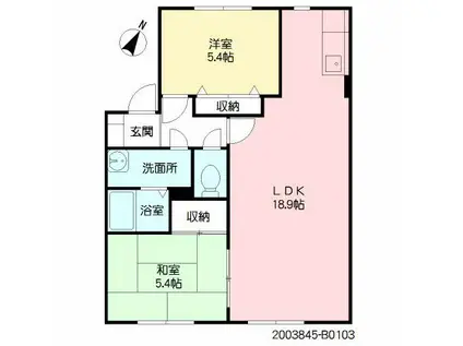 コートビレッジ後藤 B棟(2LDK/1階)の間取り写真