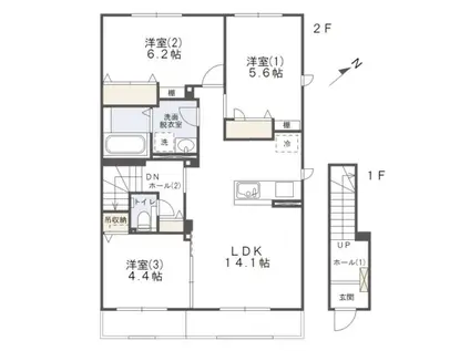 ブランフェーヴ(3LDK/2階)の間取り写真