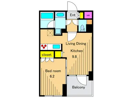 サンセリテ鞠子(1LDK/5階)の間取り写真