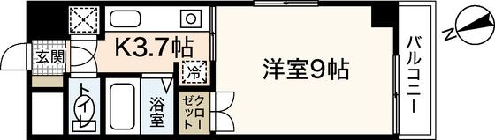 CASA・DEL・RIO(1K/8階)の間取り写真