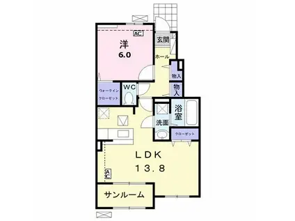 コンフォート長松I(1LDK/1階)の間取り写真