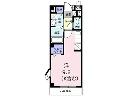 リーデンベルクA(ワンルーム/1階)の間取り写真