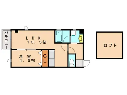 ジェンティーレ美野島II(1LDK/4階)の間取り写真