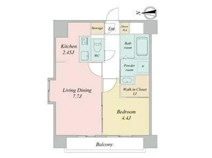 エルスタンザ広瀬通レジデンス(1LDK/4階)の間取り写真