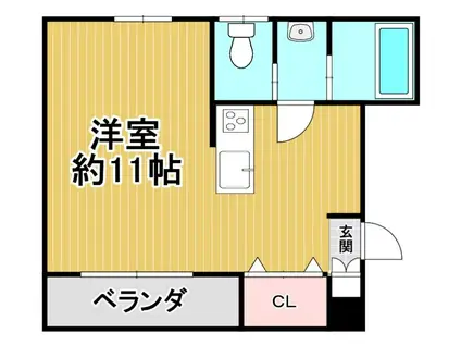 フラワームーン(ワンルーム/2階)の間取り写真