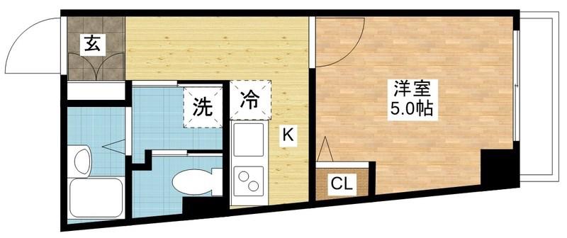 デ・クメール宝町(1K/4階)の間取り写真