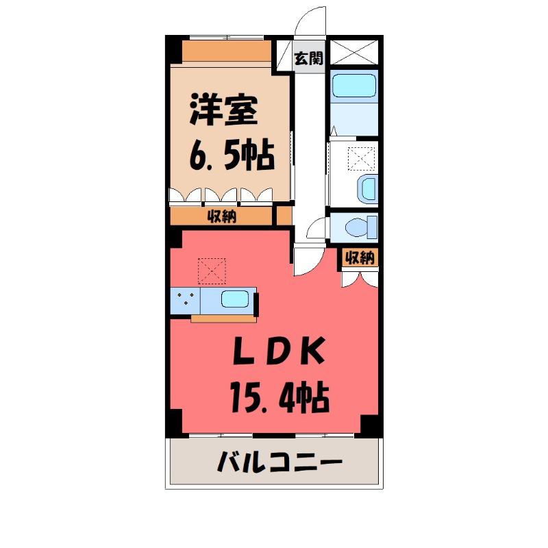 グリーンハイム(1LDK/5階)の間取り写真