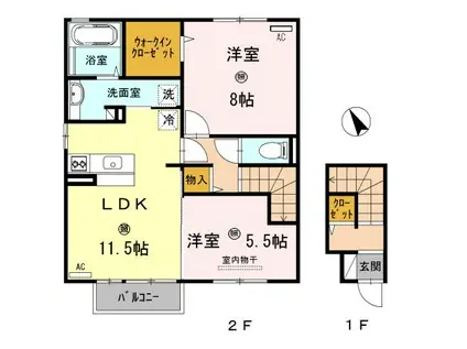 アズーロ寿(2LDK/2階)の間取り写真