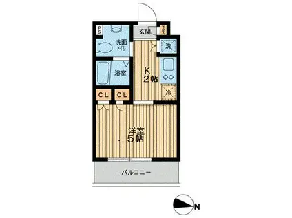 エスティメゾン武蔵小山(1K/5階)の間取り写真