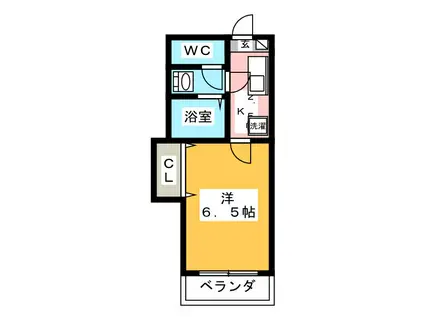 リズスクエア 中棟(1K/2階)の間取り写真