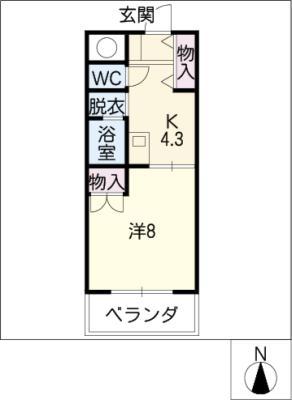 セピアコートII(1K/3階)の間取り写真
