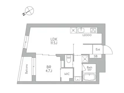 J.リヴェール武蔵小山ウエスト(1LDK/1階)の間取り写真