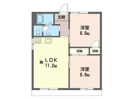 コーポリバティーII(2LDK/2階)の間取り写真