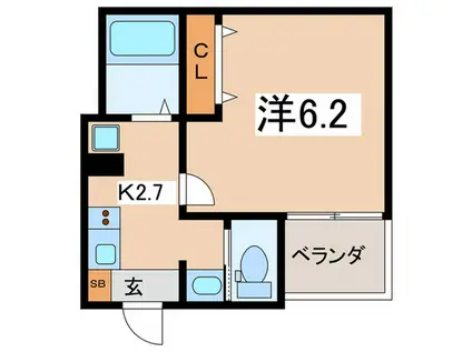 グランスクエア相模原(1K/1階)の間取り写真